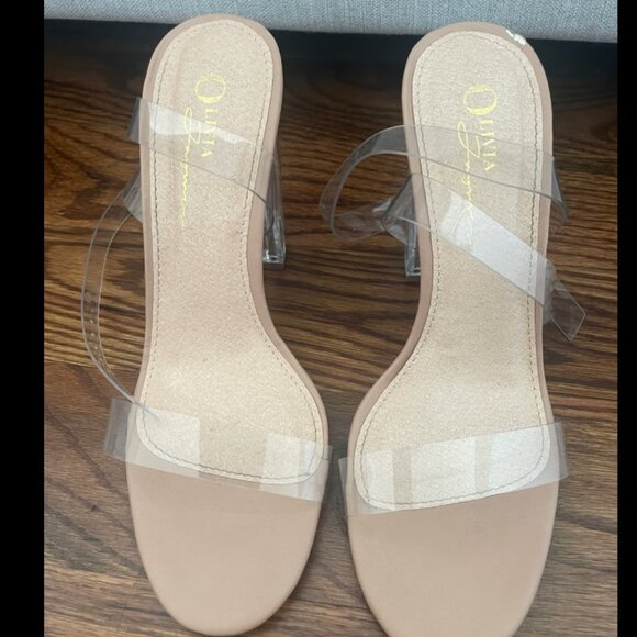 UWB Olivia Ferguson Clear/Nude Strap Heels Size 6.5 - Picture 2 of 9